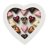 Heart box æske med 14 chokoladehjerter fra Xocolatl  140 g